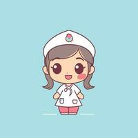 Cute kawaii nurse chibi  mascot vector cartoon style