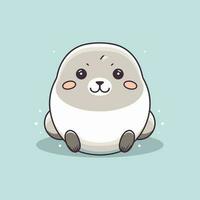 Cute kawaii seal chibi  mascot vector cartoon style