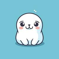 Cute kawaii seal chibi  mascot vector cartoon style