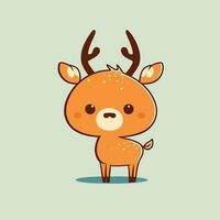 Cute kawaii reindeer chibi  mascot vector cartoon style