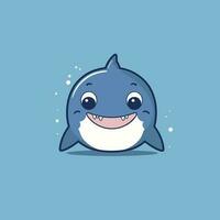 linda kawaii tiburón chibi mascota vector dibujos animados estilo