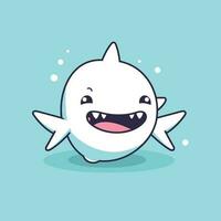 Cute kawaii shark chibi  mascot vector cartoon style