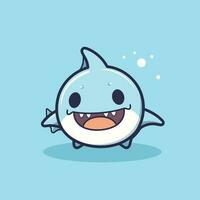 Cute kawaii shark chibi  mascot vector cartoon style