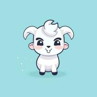 Cute kawaii goat chibi  mascot vector cartoon style