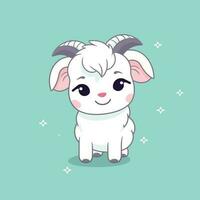 Cute kawaii goat chibi  mascot vector cartoon style