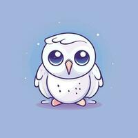 Cute kawaii owl chibi  mascot vector cartoon style