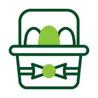 cesta huevo icono duotono verde color Pascua de Resurrección símbolo ilustración. vector