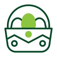 basket egg icon duotone green colour easter symbol illustration. vector