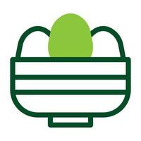 basket egg icon duotone green colour easter symbol illustration. vector