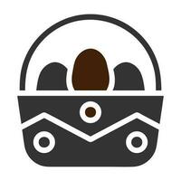 basket egg icon solid grey brown colour easter symbol illustration. vector
