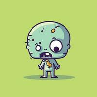 Cute kawaii zombie chibi mascot vector cartoon style