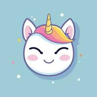 linda kawaii unicornio chibi mascota vector dibujos animados estilo