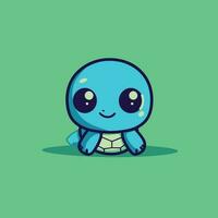 Cute kawaii turtle chibi mascot vector cartoon style