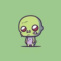 linda kawaii zombi chibi mascota vector dibujos animados estilo