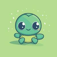 linda kawaii Tortuga chibi mascota vector dibujos animados estilo