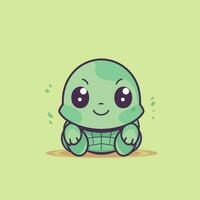 Cute kawaii turtle chibi mascot vector cartoon style