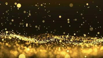 gold particles awards background is a motion graphics. Luxury gold glitter abstract background. flying flickering particles bokeh loop background. photo