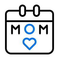 calendar mom icon duocolor blue black colour mother day symbol illustration. vector