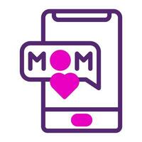 teléfono mamá icono duotono rosado púrpura color madre día símbolo ilustración. vector