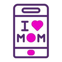 teléfono mamá icono duotono rosado púrpura color madre día símbolo ilustración. vector
