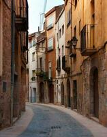 Street in the old town of Cardona, Catalonia, Spain photo