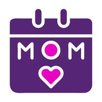 calendar mom icon solid duocolor pink purple colour mother day symbol illustration. vector