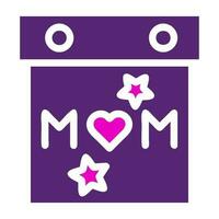 calendario mamá icono sólido duocolor rosado púrpura color madre día símbolo ilustración. vector
