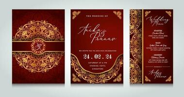 Luxury Indian Wedding Invitation Template with Mandala Pattern vector