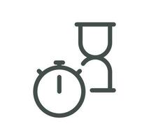 Sand watch related icon outline and linear vector. vector