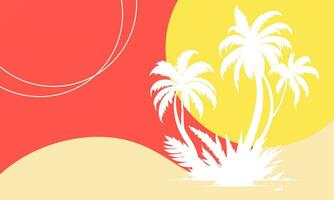 summer background with coconut tree and copy space. Vector illustration