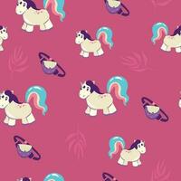 Cute unicorn, and pink background decoration. Seamless repeating pattern texture background design for fashion fabrics, textile graphics, prints etc, vector