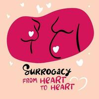 Surrogacy minimal icon. Belly of pregnant woman in profile with heart, vector