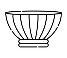 Bowl black and white vector line illustration