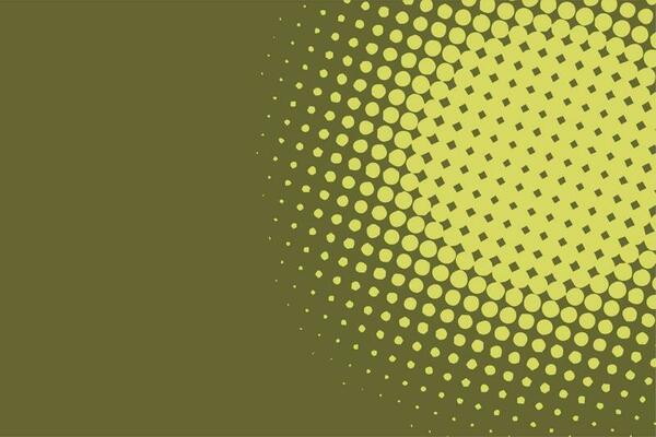 Olive green background with halftone dots. Retro pop art background.