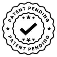 patented stamp vector, patent pending badge, seal, logo, label, emblem, seal, with tick check mark and grunge effect for decision purpose vector illustration black and white