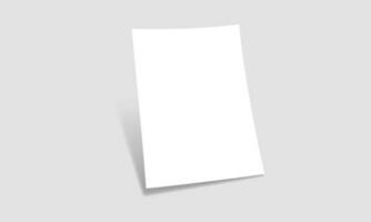 Vector white sheet of paper. Realistic blank A4 format paper template with shadow. Flyer, cover, brochure mockup design.