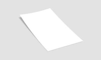 Vector white sheet of paper. Realistic blank A4 format paper template with shadow. Flyer, cover, brochure mockup design