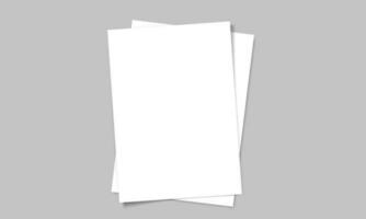 Vector white sheet of paper. Realistic blank A4 format paper template with shadow. Flyer, cover, brochure mockup design.