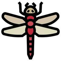 Flat color icon for dragonfly. vector