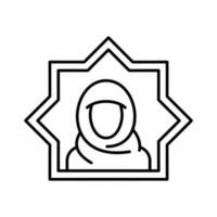 muslim female avatar islamic outline icon button vector illustration