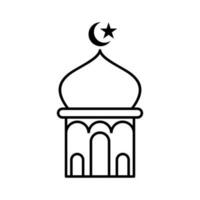 mezquita torre edificio islámico contorno icono botón vector ilustración