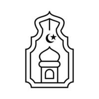 mosque lampion lantern islamic outline icon button vector illustration