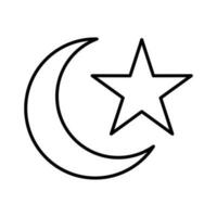 moon star islamic outline icon button vector illustration