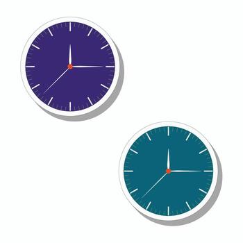 Clock icon in flat style, timer on color background. Vector design element