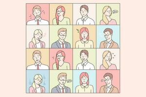 Business people emotions and facial expressions set concept vector