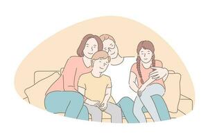 Traditional values, bonding, family idyll concept vector