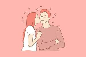 beso, romántico atmósfera, positivo emoción concepto vector