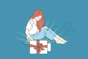 Gift , surprise satisfaction concept vector