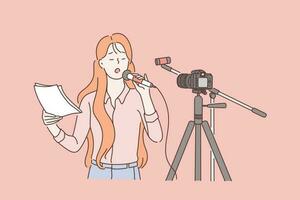 Journalist, trainee on video casting concept vector