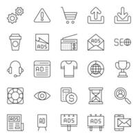 Outline icons for Search engine optimization. vector